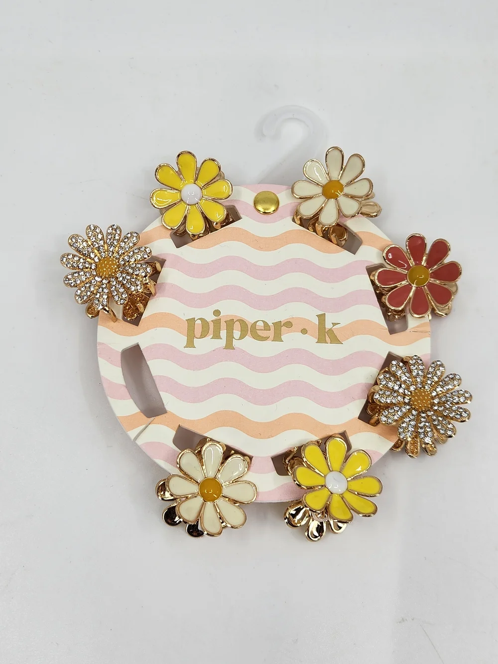 Piper K Daisy Mix Hair Clip Set in Yellow, Cream, Pink & Gold